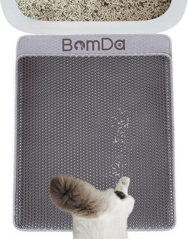 Cat Litter Mat, Large Kitty Litter Box Trapping Mat, 45x30'' Honeycomb Double Layer Urine & Waterproof, Washable Easy Clean, Litter Mats for Floor Less Waste, Anti-Slip in Saudi Arabia