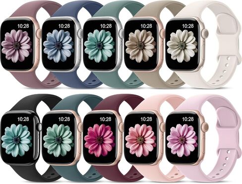 Patenting 10 Pack Sport Bands Compatible with Apple Watch Bands Women Men 40mm 41mm 38mm 45mm 44mm 42mm 46mm 49mm,Silicone iWatch Bands Waterproof Strap for iWatch Series 10 9 8 7 6 5 4 SE Ultra in Saudi Arabia