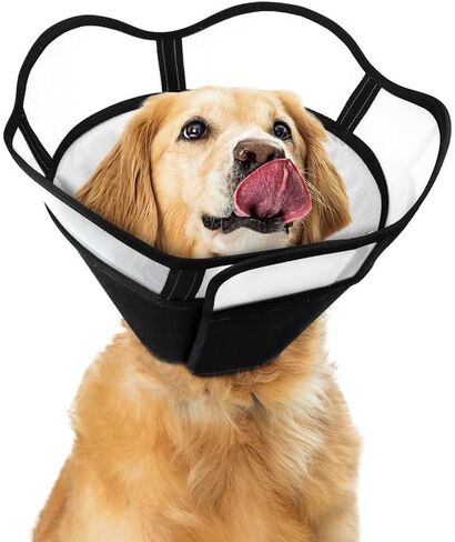 Dog Cones for Large Dogs, Soft Dog Cone Collar for Medium Dogs, Comfortable Dog Cone Alternative to Stop Licking, Adjustable Large Dog Cone for Dog After Surgey (Black Grey, Large) in Saudi Arabia