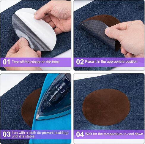 Joez Wonderful Elbow Patches for Sweaters 4pcs, Sew-On Fabric Repair Patch Oval Elbow Knee Patches for Puffer Down Jackets Shirts Trousers Coat Clothing Holes Fixing (Black, Brown) in Saudi Arabia