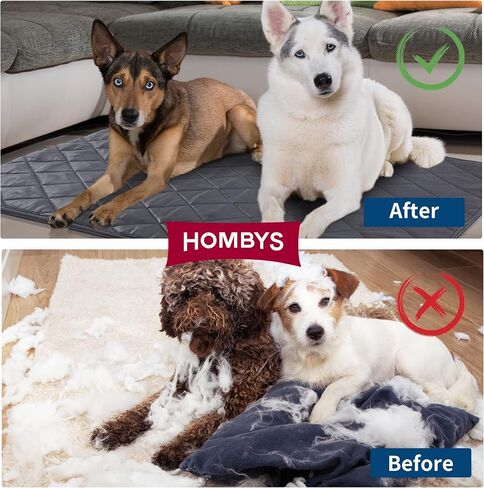 HOMBYS Chew Proof Dog Crate Pad Mat 18"x29", Upgraded Indestructible Training Fabric Pet Bed for Teething Puppy Who Chew Their Beds, Durable Kennel Pad for Dogs Cages in Saudi Arabia