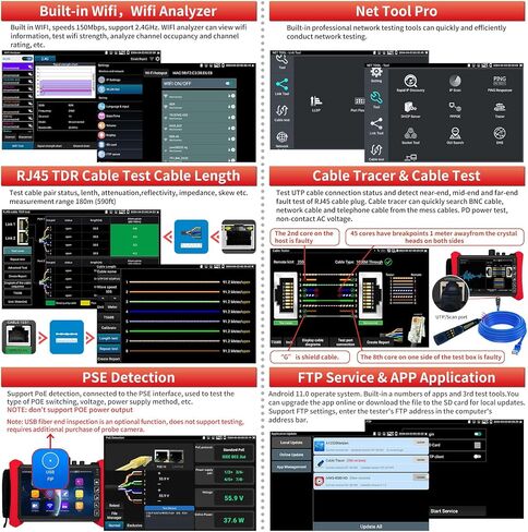 Henkion OTDR جهاز اختبار الألياف البصرية 1610nm 28dB Auto/Expert/Live Fiber Test Event Map LS OPM VFL OLS كابل اختبار أدوات الشبكة 7 بوصة IPS شاشة تعمل باللمس 1280x800 دقة WiFi 8 أنماط من محولات الألياف in Kuwait