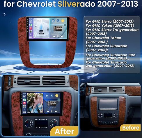 Car Stereo Radio for GMC Yukon Chevy Silverado 2007-2013: 5GWifi 𝟒+𝟑𝟐𝐆 9" Touchscreen GPS Navigation Radio Replacement - Wireless CarPlay Android Backup Camera Bluetooth SWC FM DSP Mirror Link in Saudi Arabia
