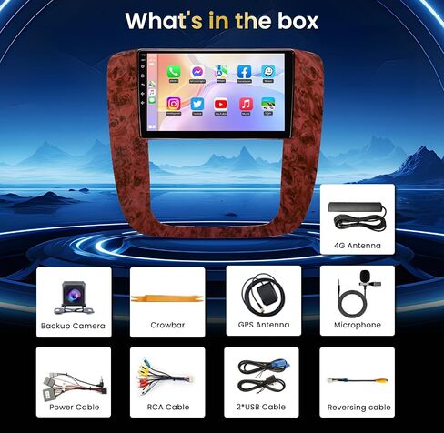 Car Stereo Radio for GMC Yukon Chevy Silverado 2007-2013: 5GWifi 𝟒+𝟑𝟐𝐆 9" Touchscreen GPS Navigation Radio Replacement - Wireless CarPlay Android Backup Camera Bluetooth SWC FM DSP Mirror Link in Saudi Arabia