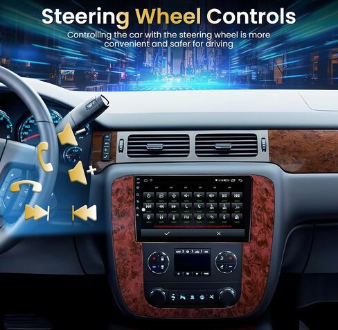 Car Stereo Radio for GMC Yukon Chevy Silverado 2007-2013: 5GWifi 𝟒+𝟑𝟐𝐆 9" Touchscreen GPS Navigation Radio Replacement - Wireless CarPlay Android Backup Camera Bluetooth SWC FM DSP Mirror Link in Saudi Arabia