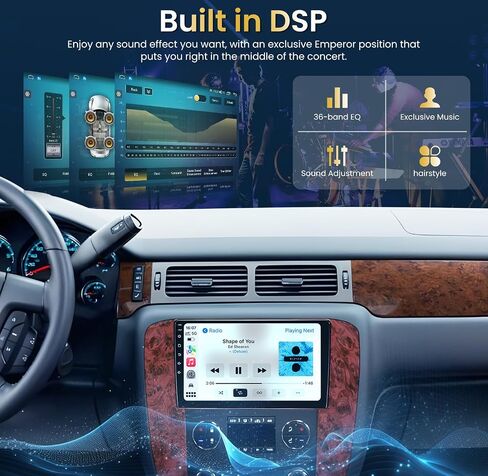 Car Stereo Radio for GMC Yukon Chevy Silverado 2007-2013: 5GWifi 𝟒+𝟑𝟐𝐆 9" Touchscreen GPS Navigation Radio Replacement - Wireless CarPlay Android Backup Camera Bluetooth SWC FM DSP Mirror Link in Saudi Arabia