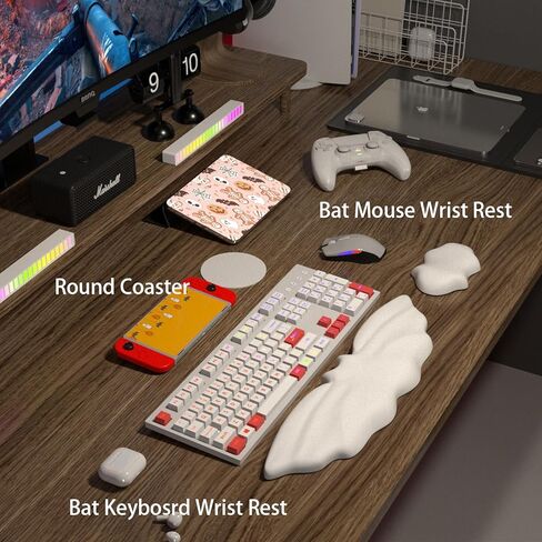 Halloween Bat Wrist Rest Keyboard, Arm Rest Set with Non-Slip PU Base, Keyboard Wrist Rest Ergonomic Memory Foam for Keyboard and Mouse Hand Cushion(Black Bat) in Kuwait