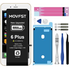 Replacement Battery for iPhone 6 Plus,Li-ion Polymer 4950mAh High Capacity Battery Fit for iPhone 6 Plus Model A1522 A1524 A1593 with Repair Tool Kits