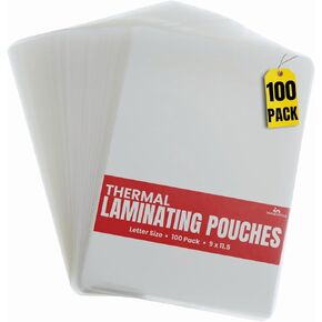 1InTheOffice Thermal Laminating Pouches, Laminating Sheets, Thermal Laminating Pouches 3 Mil, 9" x 11.5", 3 Mil, Gloss Clear, 100/Pack