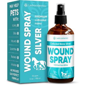 Pet Wound Drops | Dog Wound Drops | Cat Wound Drops | Colloidal Silver for Pets | Chlorhexidine for Cats | Pet Wound Care for Dogs, Cats, Rabbits | Dog Wound Wash | Cat Wound Care | 2 Oz