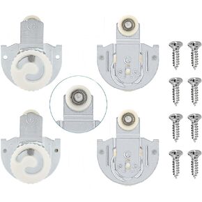 4 PCS Sliding Closet Door Roller, Upgrade Bearings Top-Roller Kit, Sliding Wardrobe Door Hardware Replacement kit Adjustable Screws and Hook