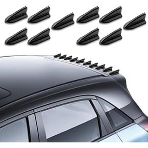 10 PCS Car Drag Reduction Noise Reduction Shark Fin Antenna, Self-Adhesive Smooth Linear Design Roof Wing Air Vortex Generator, Modified Accessories, Compatible with Most Models (Black)
