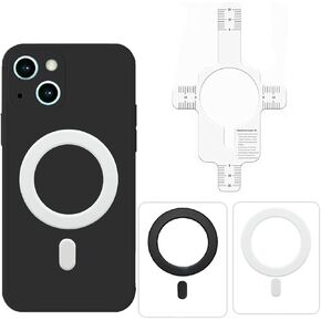 Mag Safe Magnetic Stickers, 2 Pcs Case Magnet Sticker, Strong Magnetic Wireless Charging Magnet Sticker Magnet Circle for iPhone for iPhone 8 to 13 Full Range Case Accessories Black