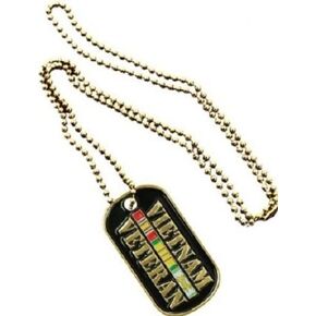 United States Armed Forces Vietnam WAR Vet Veteran Ribbon Logo Symbols - All Metal Military Dog Tag Luggage Tag Key Chain Metal Chain Necklace