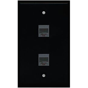 RiteAV - Black 2 Port Phone Black Wall Plate