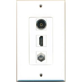 RiteAV - 1 Port HDMI 1 Coax Cable TV- F-Type 1 Toslink Wall Plate Decorative