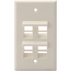 Leviton 41081-4TP Angled QuickPort Wallplate 4-Port, Single Gang, Light Almond