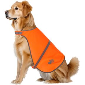 Reflective Dog Vest High Visibility Orange Safety Pet Vest Adjustable Fluorescent Dog Jacket Dog Walking Gear Protect Your Best Puppy Friend for Medium Large Dogs Outdoor Activities