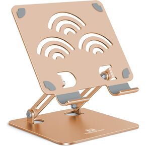 Tablet Stand, Adjustable Tablet Holder for Desk – Premium Aluminum, Portable Holder for iPads, Kindle, Switch, and Smartphones, Fits 4-12" Devices (Gold, Pro Size)