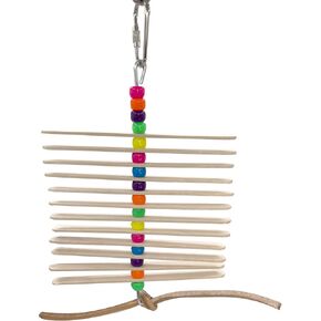 868 Mini Leather Stick - Easy to Play with chewable Bird Toy, Natural Sticks, Colorful Beads, Natural Leather Strip, Turning Fun, Great for Small Size pet Birds Budgie Finch Lovebird Parrotlet