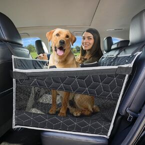 Dog Car Seat for Medium/Large Sized Dog,Back Seat Extender for Dogs,Waterproof Dog Booster Car Seat for Dog,Dog Travel Car Bed with Storage Pockets,Hard Bottom Large Dog Car Seat for SUV Truck