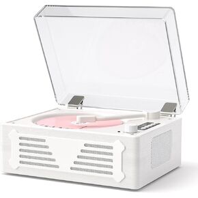 Portable Retro CD Player with Bluetooth Out & in, Vintage Desktop CD Player for Home with Speakers Support USB/AUX/Headphone Mode, Remote Control, White