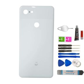 Pixel 3 XL Back Glass Replacement Panel Door Housing Parts with Pre Installed Tape for Google Pixel 3 XL (Pixel 3 XL 6.3"/White)+Tools
