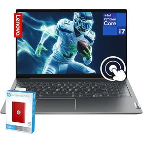 Lenovo Touchscreen IdeaPad Laptop, Intel Core i7-1255U, 15.6 FHD IPS, 24GB RAM, 1.5TB Storage (1TB PCIe SSD + 512GB External HD), Backlit Keyboard, Fingerprint, Wi-Fi-6, Win 11 Pro, w/WOWPC Bundle