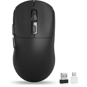 Uiosmuph G01 Wireless Mouse, USB C Rechargeable Ergonomic Computer Mouse, 2.4GHz Optical with USB Receiver & Type C Adapter for Laptop, PC, Mac, Chromebook - Black