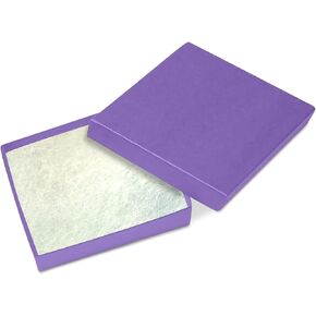 Novel Box® Made in USA Jewelry Gift Box in Purple Kraft with Removable Cotton Pad 3.5X3.5X0.9 (Pack of 15) + Custom NB Pouch