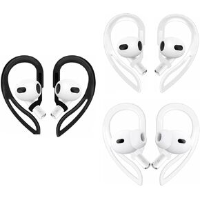 ALXCD Ear Hooks Compatible with AirPods 4 4th Generation Earbuds, Adjustable Over-Ear Soft Earhook [Anti Slip][Anti Lost], Compatible with AirPods 4 Black White Clear