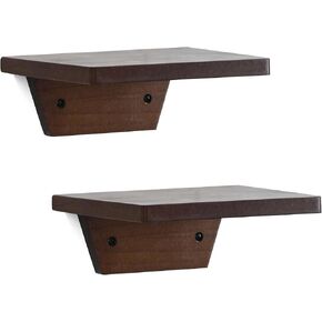 PHOENANCEE Small Shelf for Wall,Trapezoidal Floating Shelves Set of 2,Mini Wood Ledges Display Storage Decor Chic for Living Room,Bedroom,Kitchen,Office Decoration(Walnut)