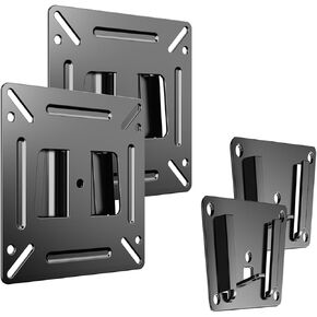Monitor Wall Mount for Most 14-24 Inch LED LCD OLED Flat Screen TV and Computer, Max VESA 100x100mm and Weight Capacity Up to 30lbs for Camper Boat RV Small Monitor Mount Bracket 2pcs Black