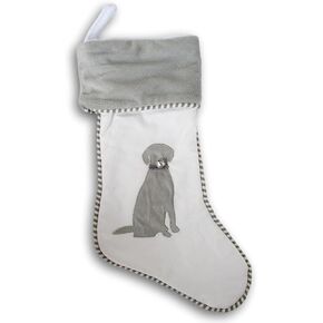 Christmas Dog Stocking with Jingle Bell for Your Puppy - Holiday Gray and White 7 x 13 Inches