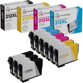 LD Products Remanufactured Replacements for Epson 212xl Ink Cartridge T212XL 212 XL T212 High Yie for use in Epson WF-2850, XP-4100, XP-4105, WF-2830 (3 Black, 2 Cyan, 2 Magenta, 2 Yellow, 9-Pack)