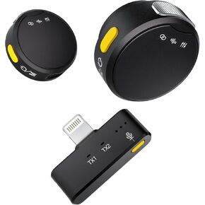 Wireless Lavalier Microphone for iPhone/Android, Mini Microphone with Noise Cancellation, 18Hrs Battery Life, Lapel Bluetooth Mic, USB C Wireless Lapel Microphone for Video Recording