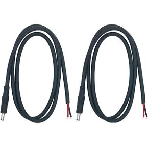 12V DC Power Cable 5.5mm x 2.1mm Male Plug to Bare Wire Open End, 24V 16AWG DC Power Supply Repair Cable for CCTV Security Camera LED Light Strip 3FT 2-Pack