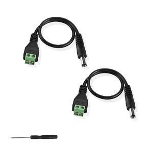 GINTOOYUN 2PCS DC Power Cable,5.5X2.1mm DC Female Plug to Terminal Connector Jack Socket Adapter Power Cable 22AWG for CCTV Security Camera,DVR,LED Strip Light Etc (1x Terminal Screwdriver)