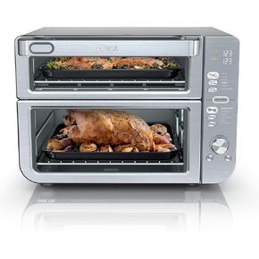 Ninja Countertop Oven Double Stack XL & Air Fryer with Pro Cook System, 12-in-1, Flexdoor, FlavorSeal, SMART FINISH with DualZone Technology, Air Fryer, Bake, Broil, Reheat, Stainless Steel, DCT651
