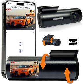 Car Dash Cam Front and Rear,4K Dual Dash Camera for Cars,Include 64GB Card 5G Wireless WIFI,1.5" IPS Screen Dashcam Front and Rear Camera,WDR Night Vision 4K Dash Cam,G-Sensor,Support 512GB Max
