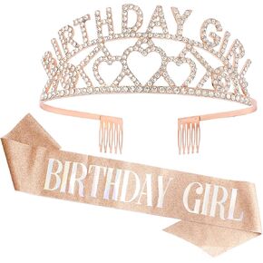 CIEHER Purple Birthday Sash & Queen Crown Kit, Purple Birthday Decorations, Purple Crown Purple Tiara, Birthday Crowns for Women Girls Purple Birthday Crown, Birthday Gifts for Women