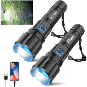 Rechargeable LED Flashlights High Lumens, 220000 Lumens Super Bright Flashlight with 5 Modes,IPX7 Watarproof, Powerful Handheld Flash Light for Home Camping Emergency(2 Pack)