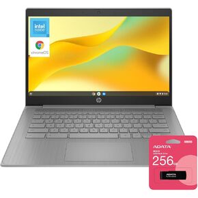 HP Portable Chromebook Laptop, 14" HD Display, Intel Processor, 4GB RAM, 320GB Storage (64GB eMMC+256GB USB Flash Drive), Webcam, HDMI, Wi-Fi, Bluetooth, Chrome OS, Gray