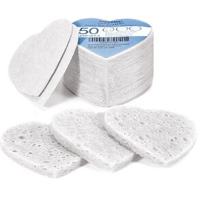 50-Count Black Compressed Facial Sponges for Daily Facial Cleansing and Exfoliating, 100％ Natural Cosmetic Spa Sponges for Makeup Remover, Reusable