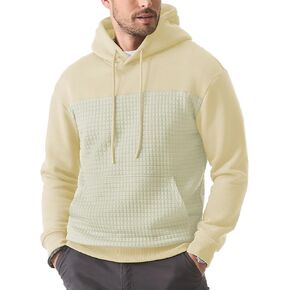 JMIERR Men's Hooded Sweatshirt Casual Long Sleeve Drawstring Waffle Pullover Hoodies with Pockets