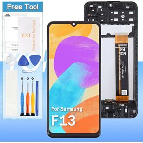 Screen Replacement for Samsung Galaxy F13 SM-E135F, SM-E135F/DS 6.6" LCD Display Touch Digitizer Assembly(Black with Frame)