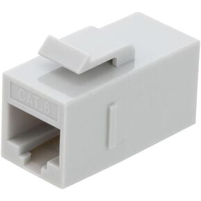 NavePoint CAT6 UTP Inline Keystone Coupler, RJ45 Female to RJ45 Female, Snap-in, 25 Pack, Gray