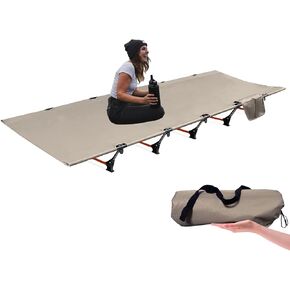 Camping Cot, Ultralight Folding Backpacking Cot, Outdoor Bed Supports 320lbs, Portable Camping Bed for Adults for Camping Hiking Travel Home. Black Red