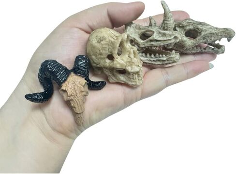 2inch Aquarium Decoration Realistic Animal Skulls Fish Tank Small Skull, Resin Skull Figurine Fish Shrimp Shelter Cave Hideout Turtle Hidden Tank Decoration,Mini Micro Landscaping Decor (8, Brown) in Saudi Arabia