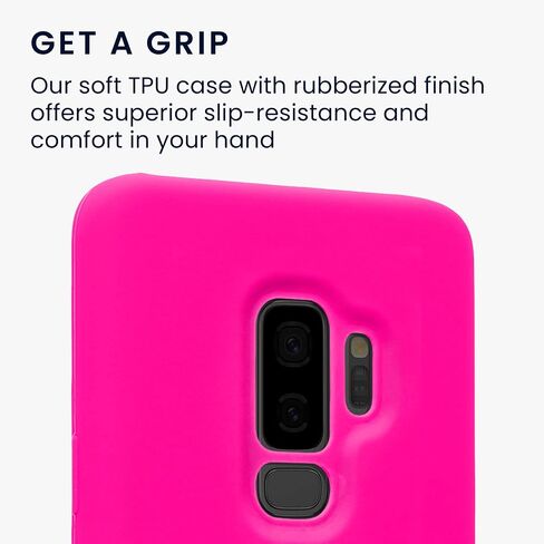 kwmobile Case Compatible with Samsung Galaxy S9 Plus Case - TPU Silicone Phone Cover with Soft Finish - Neon Pink in Saudi Arabia